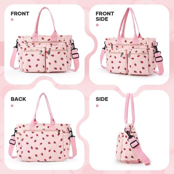 Corduroy Tote Bag for Women, Crossbody Bags, Mutil Pockets Handbag Tote Bag for - Picture 3 of 6